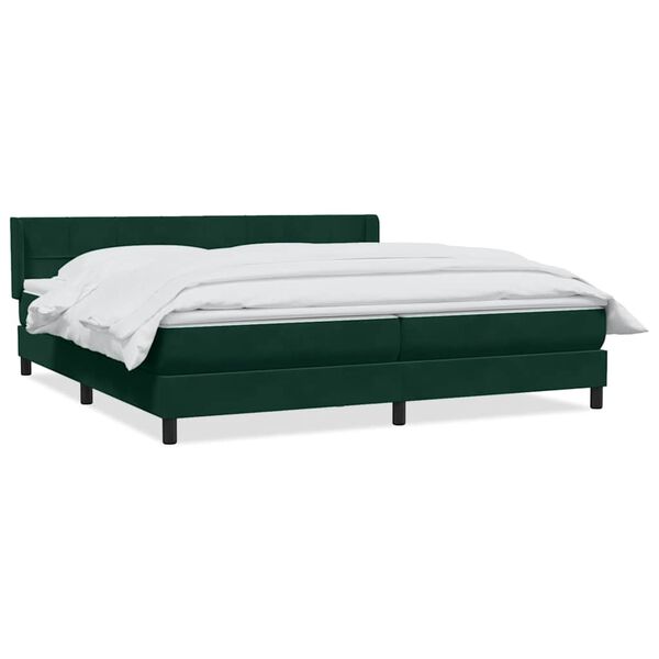 vidaXL Cama box spring con colch&oacute;n terciopelo verde oscuro 180x220 cm