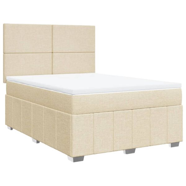 vidaXL Cama box spring con colch&oacute;n tela color crema 140x190 cm