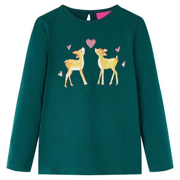 Camiseta infantil de manga larga verde oscuro 104