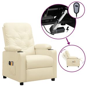 vidaXL Sill&oacute;n de masaje el&eacute;ctrico cuero sint&eacute;tico crema