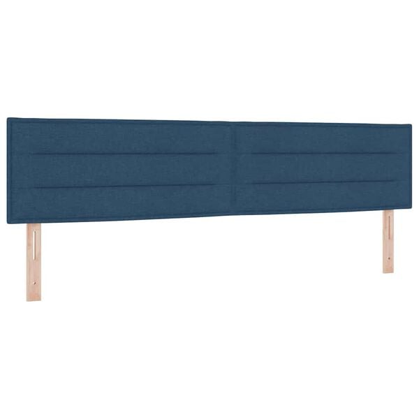 vidaXL Cama con Somier con colch&oacute;n con cabecera Azul 200 x 200 cm tela