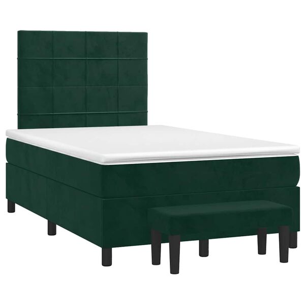 vidaXL Cama box spring con colch&oacute;n terciopelo verde oscuro 120x190 cm