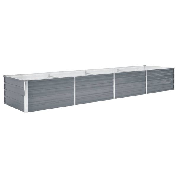 vidaXL Arriate de jardín de acero galvanizado gris 320x80x45 cm