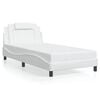 vidaXL Estructura de cama Viana sin colch&oacute;n cuero sint&eacute;tico blanco 100x203cm