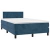 vidaXL Cama box spring colch&oacute;n y LED terciopelo azul oscuro 120x200 cm