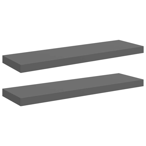 vidaXL Estante flotante de pared 2 uds MDF gris brillo 80x23,5x3,8 cm