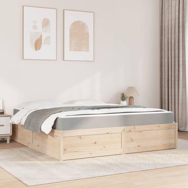 vidaXL Cama con colch&oacute;n madera maciza de pino 180x200 cm