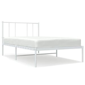 vidaXL Estructura cama sin colch&oacute;n con cabecero metal blanco 90x200 cm
