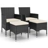 vidaXL Juego de silla de jard&iacute;n y taburete 4 piezas rat&aacute;n PE negro