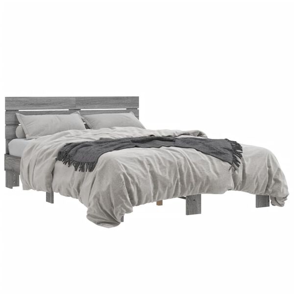 vidaXL Estructura cama madera ingenier&iacute;a metal gris Sonoma 120x200 cm