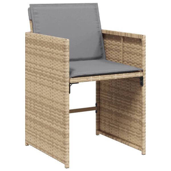 vidaXL Set comedor de jard&iacute;n con cojines 13 pzas rat&aacute;n sint&eacute;tico beige