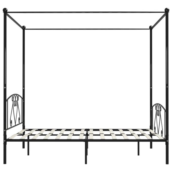 vidaXL Estructura cama con dosel sin colch&oacute;n metal negro 200x200 cm