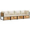 vidaXL Set sof&aacute;s de jard&iacute;n con cojines 4 pzas madera maciza de acacia
