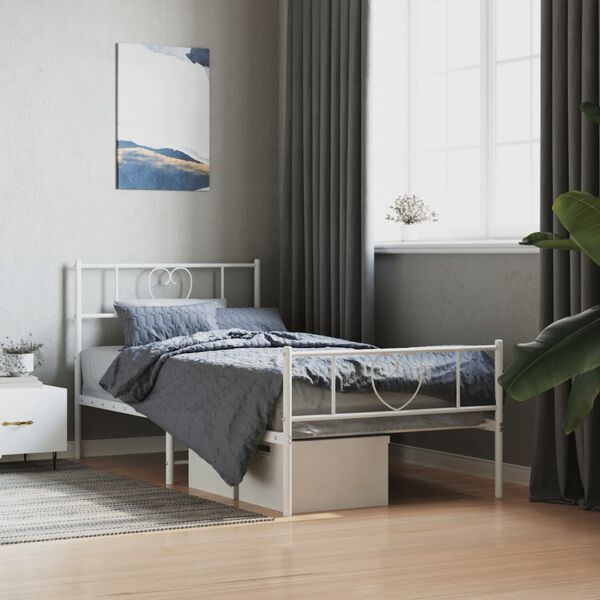 vidaXL Estructura cama sin colchón con estribo metal blanco 90x190 cm