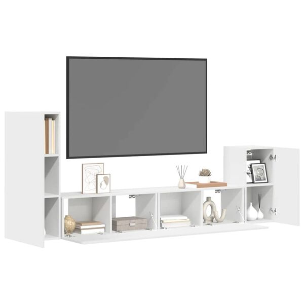 vidaXL Set de muebles para TV 4 piezas madera contrachapada blanco