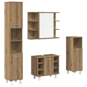vidaXL Juego de muebles ba&ntilde;o 4 piezas madera ingenier&iacute;a roble artisan