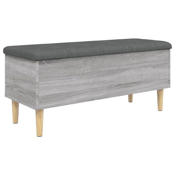 vidaXL Banco con almacenaje madera ingenier&iacute;a gris Sonoma 102x42x46 cm