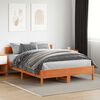 vidaXL Cama sin colch&oacute;n madera maciza de pino marr&oacute;n cera 160x200 cm