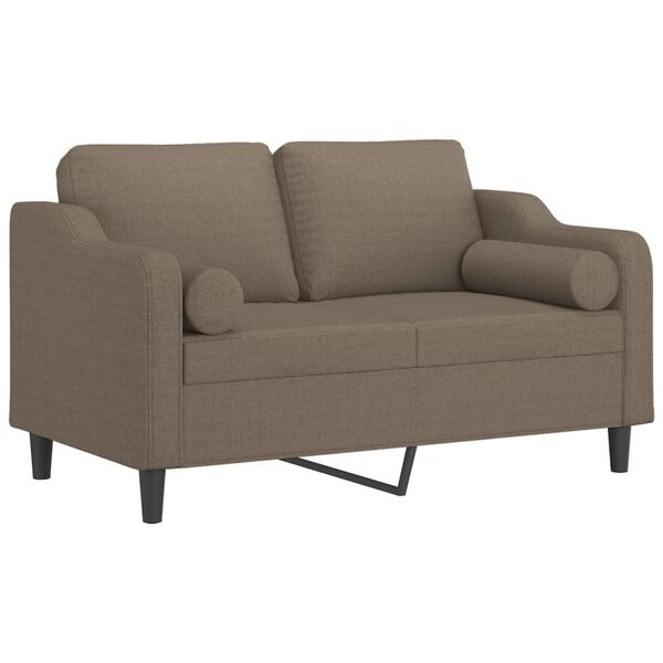 vidaXL Sof&aacute; de 2 plazas con almohadas y cojines tela gris taupe 120 cm