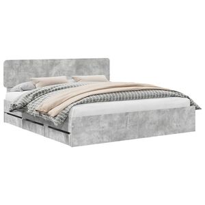 vidaXL Estructura de cama Gris Concreto 200 x 200 cm Madera Ingenieril