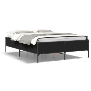 vidaXL Estructura de cama madera de ingenier&iacute;a y metal negro 140x200cm
