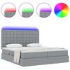 vidaXL Cama con tira de luces LED Gris Claro 200 x 200 cm tela