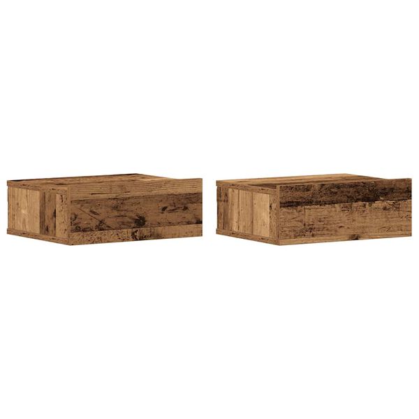 vidaXL Mesitas de noche flotantes 2 uds madera vieja 40x32x15 cm