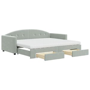 vidaXL Sof&aacute; cama nido con cajones terciopelo gris claro 90x190 cm