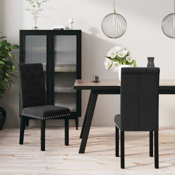 vidaXL Sillas comedor 2 unidades de terciopelo negro