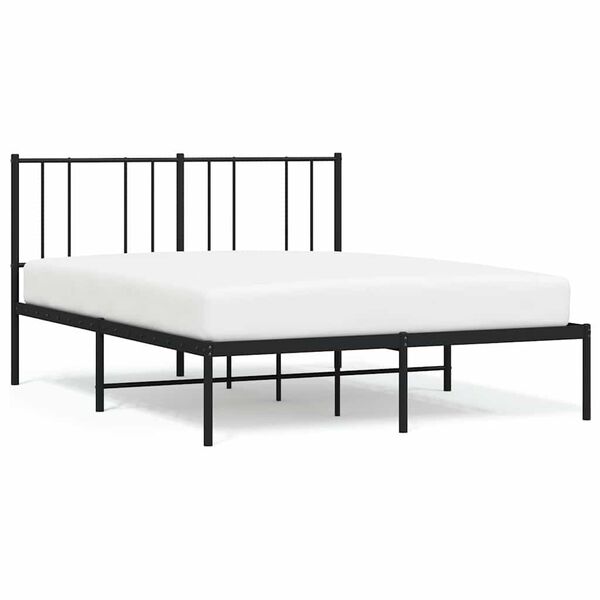 vidaXL Estructura cama sin colch&oacute;n con cabecero metal negro 120x190 cm