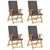 vidaXL Set de comedor para jardín 7 piezas teca maciza y cojines gris
