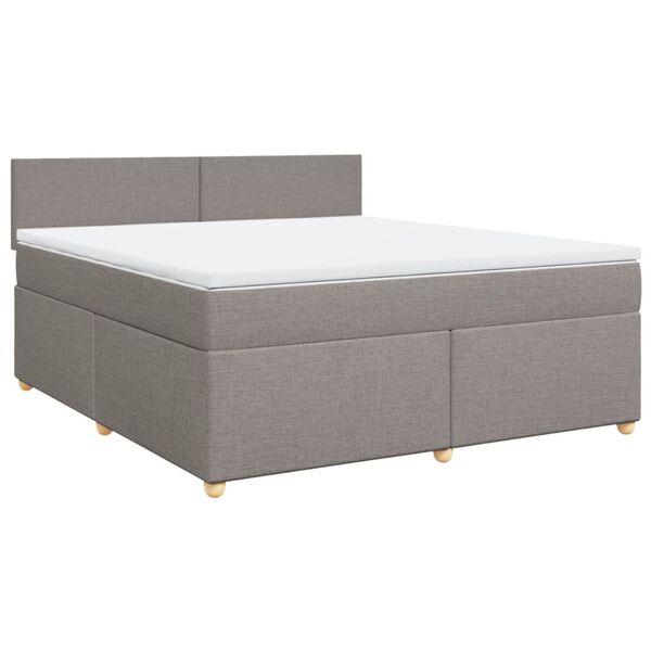 vidaXL Cama box spring con colch&oacute;n tela gris taupe 180x200 cm