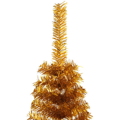vidaXL Medio árbol de Navidad artificial con soporte PET dorado 150 cm