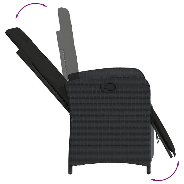 vidaXL Set de comedor de jard&iacute;n 9 pzas y cojines rat&aacute;n sint&eacute;tico negro