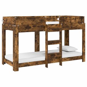 vidaXL Cama Litera para Ni&ntilde;os con colch&oacute;n Roble ahumado 75 x 190 cm