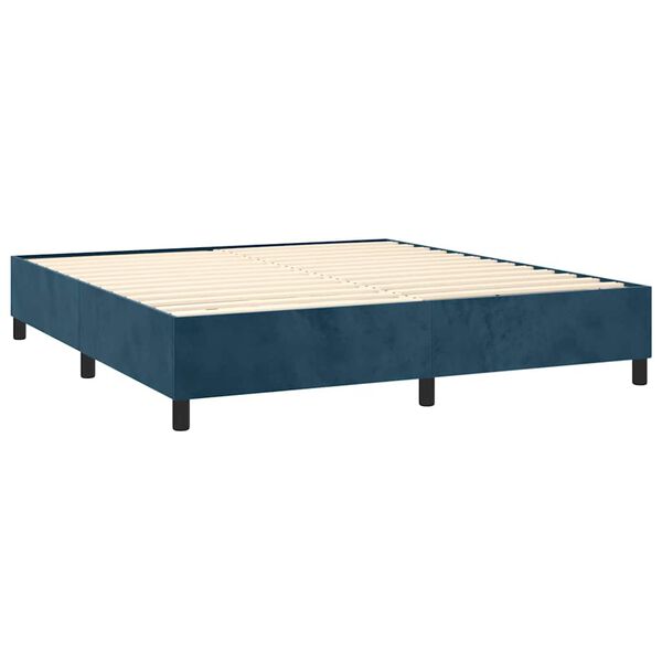 vidaXL Cama box spring con colch&oacute;n terciopelo azul oscuro 180x200 cm