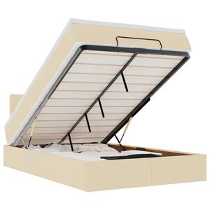 vidaXL Estructura de cama otomana con colch&oacute;n tela crema 120x200 cm