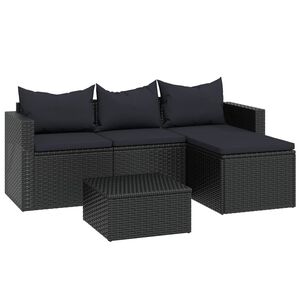 vidaXL Conjunto de muebles de jardín ratán sintético negro