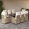 vidaXL Set comedor de jard&iacute;n 9 pzas con cojines rat&aacute;n sint&eacute;tico beige