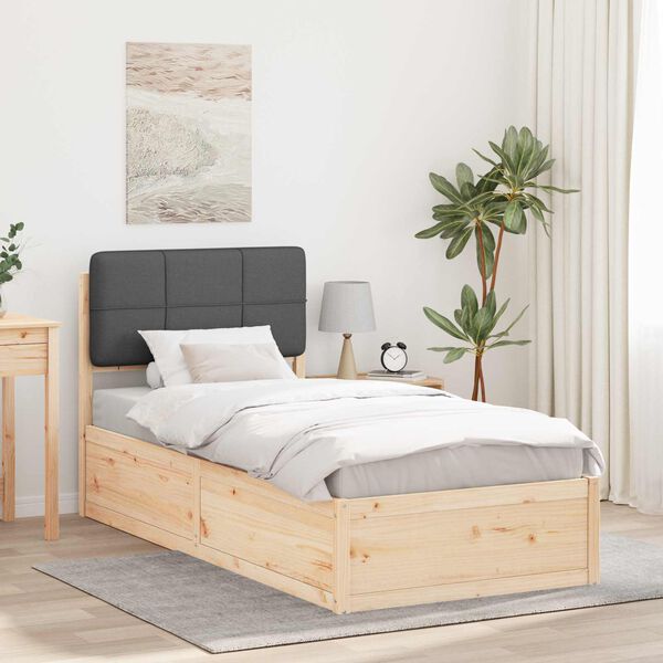 vidaXL Estructura de Cama con Cabecera Tapizada Gris oscuro