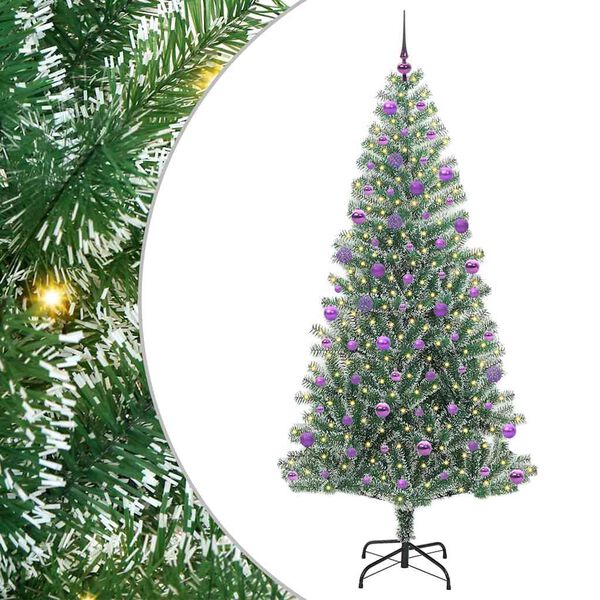 vidaXL &Aacute;rbol de Navidad Artificial Nevado con Luz LED Verde y 210 cm