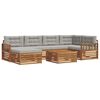 vidaXL Conjunto de sof&aacute;s de exterior 7 uds. Gris Natural y Claro