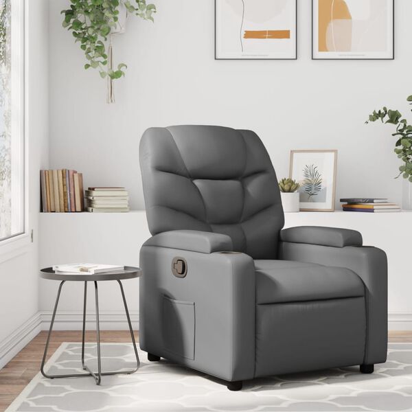 vidaXL Sill&oacute;n reclinable de piel sint&eacute;tica gris