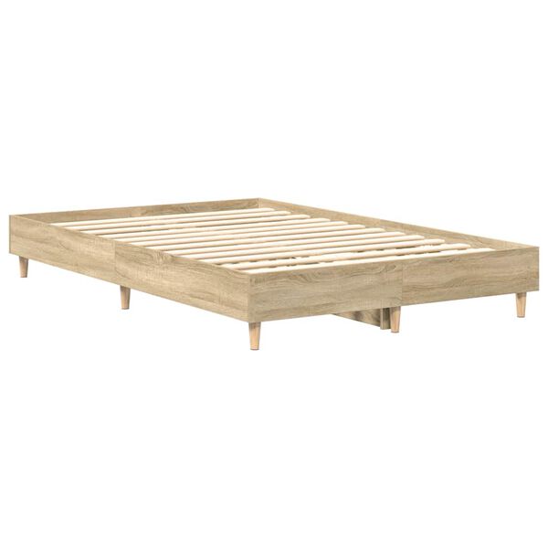 vidaXL Estructura de cama sin colch&oacute;n roble Sonoma 135x190 cm madera