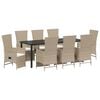 vidaXL Conjunto de Comedor de Jard&iacute;n 9 pcs Beige rat&aacute;n sint&eacute;tico