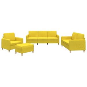 vidaXL Juego de sof&aacute;s con cojines 4 piezas tela amarillo claro