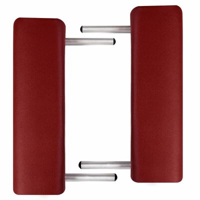 vidaXL Mesa plegable masaje y accesorios 2 zonas aluminio rojo