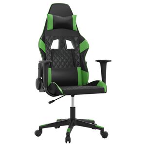 vidaXL Silla gaming de masaje cuero sint&eacute;tico negro y verde