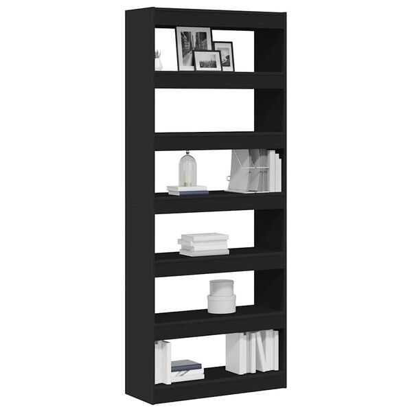 vidaXL Librer&iacute;a Negro 80 x 30 x 198 cm Madera de ingenier&iacute;a