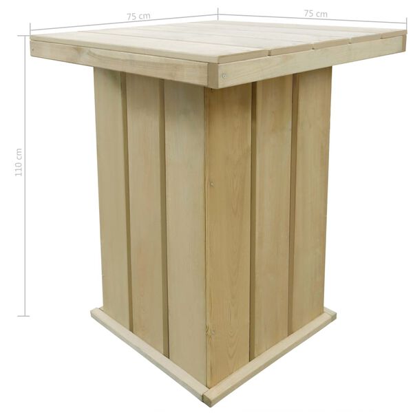 vidaXL Mesa de bar de madera de pino impregnada 75x75x110 cm